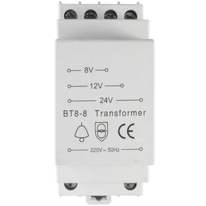 Doorbell transformer, 220-240V AC input, 8-24V AC output, any wattage