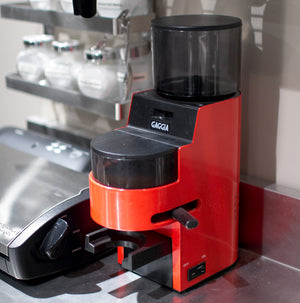 A Gaggia burr grinder used to mill the roasted barley super-fine for the best colour and flavour