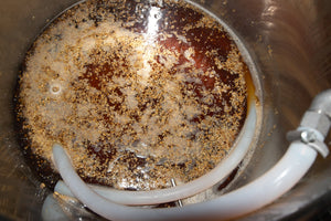 Wort already running fairly clear approximately half way through the mash