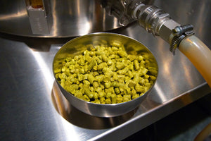 The 5.6 oz of hops about to be added after the boil