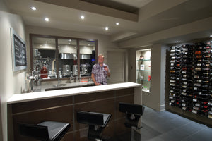 View from the basement bar into the brewery