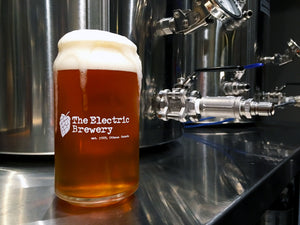 West Coast IPA brewed on The Electric Brewery in custom can glass