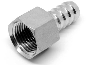 Stainless steel 1/2 inch NPT female x 1/2 inch barb fitting