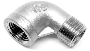 Stainless steel elbow 1/2 inch NPT female x 1/2 inch NPT male