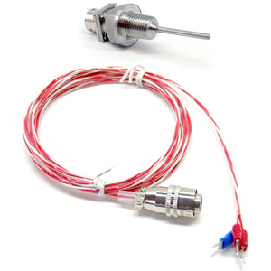 Stainless steel liquid tight RTD sensor, 2 inch probe, 1/4 inch NPT thread, detachable connector, Telfon cable