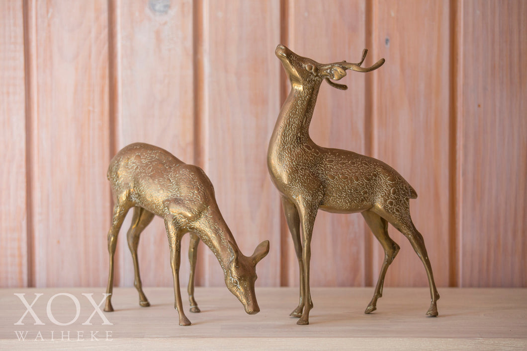 Set of 2 Brass Deer