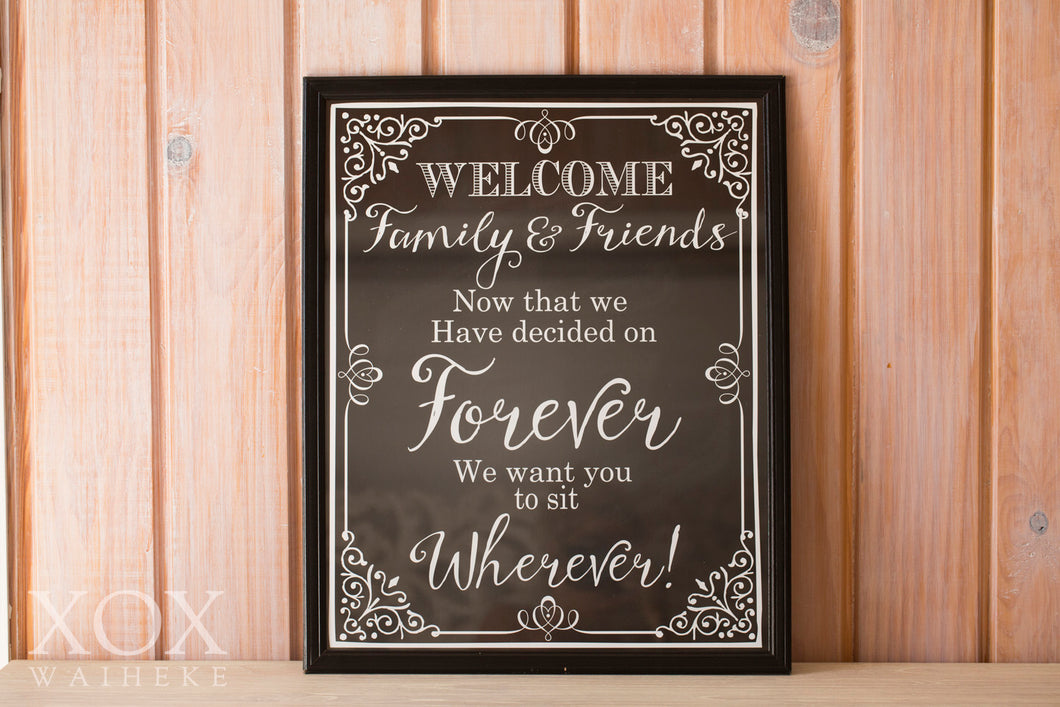 Sign “Welcome” Seating Phrase Framed