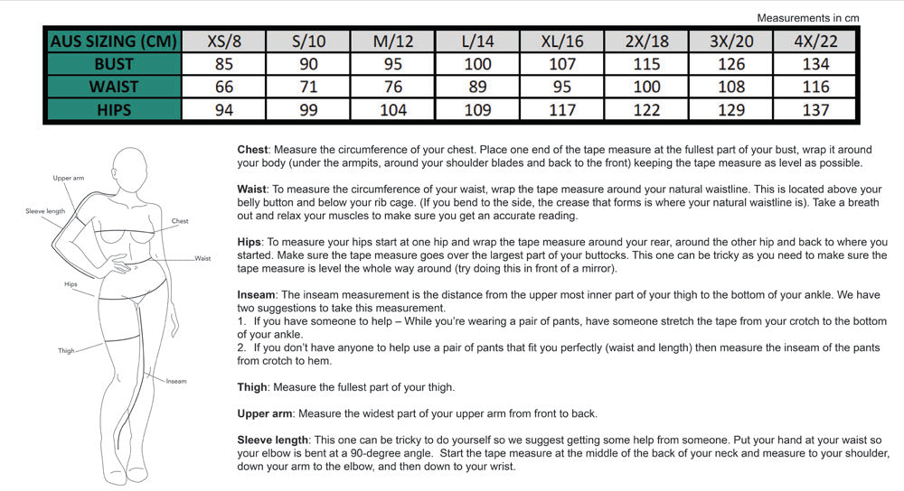 level 99 size chart