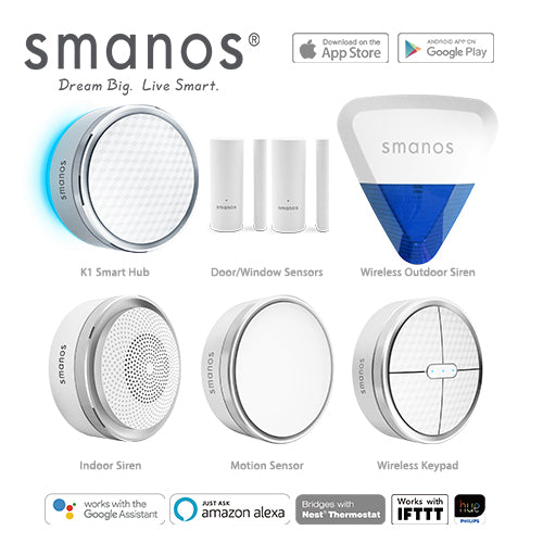 Smanos K1 Wireless Smart Home DIY Security Alarm & Wireless Outdoor Strobe Siren