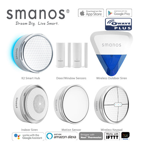 Smanos K2 (Z-Wave) Wireless SmartHome DIY Security Alarm & Wireless Outdoor Strobe Siren