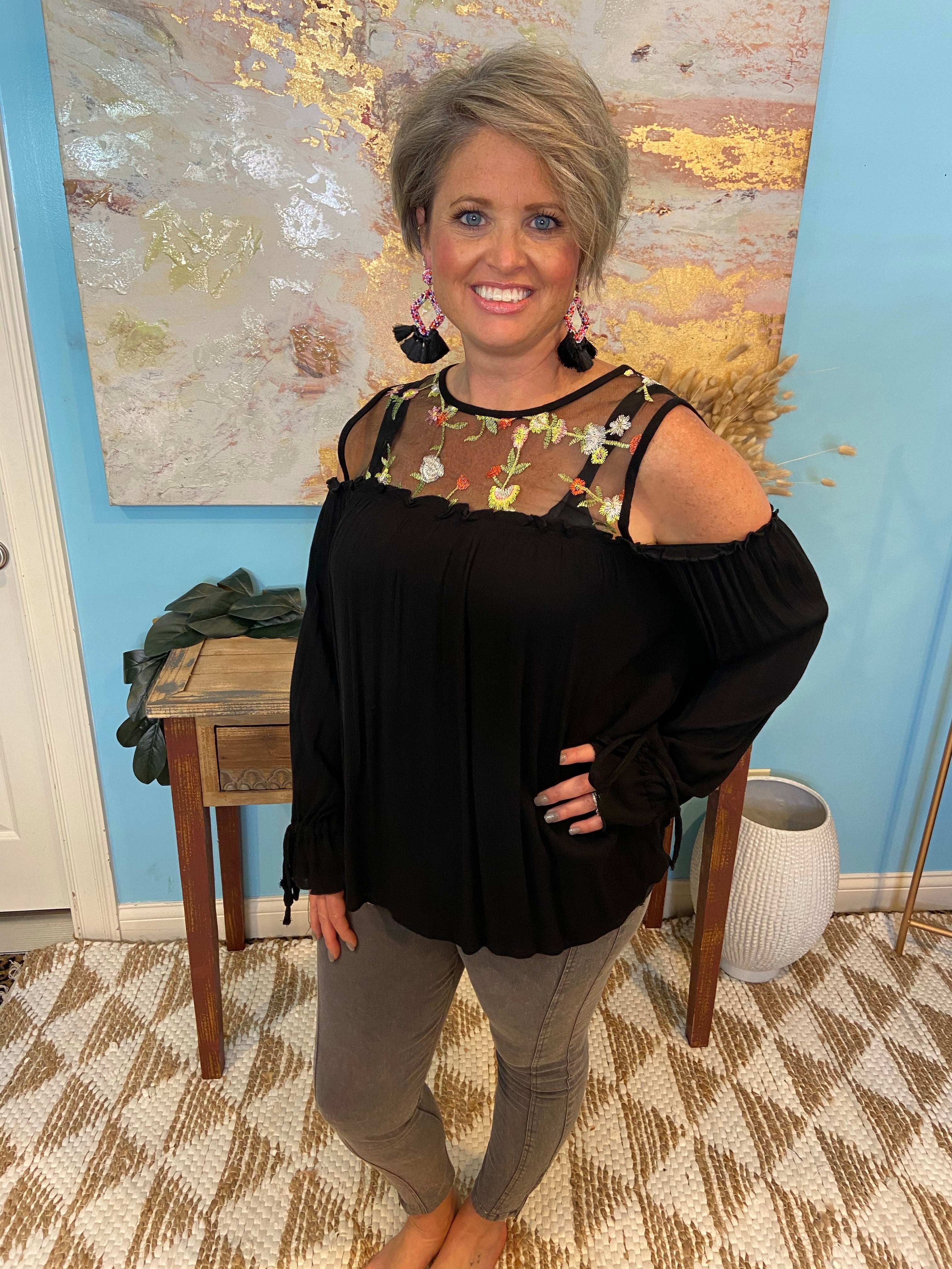 Sheer Flowers Top