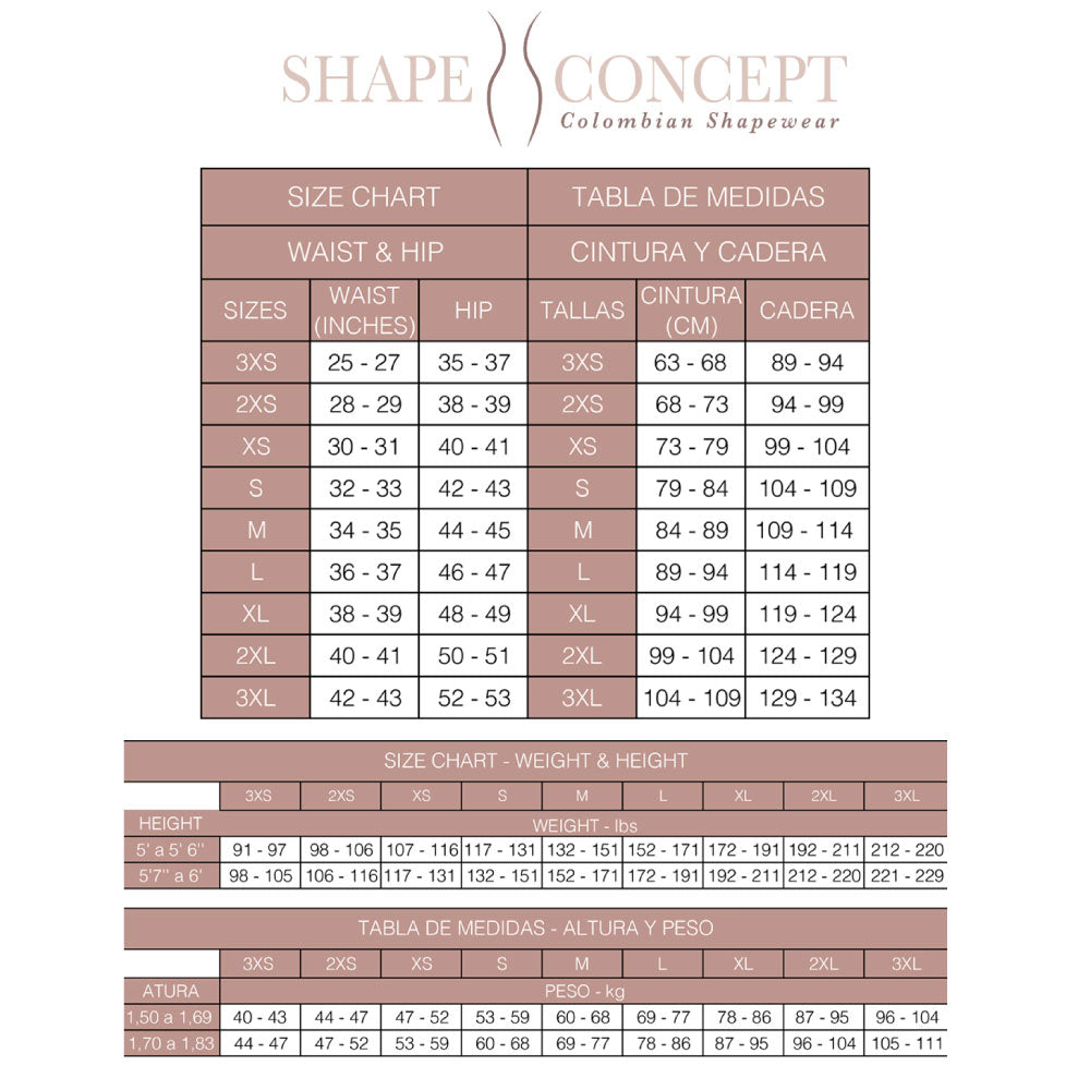 Fajas Colombianas body shaper 068 Girdle With 2 Line Hooks Closure, Semi Covered Back, Knee Lenght, Butt Lifting Effect