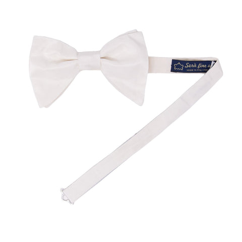 white pre-tied silk grosgrain bow tie
