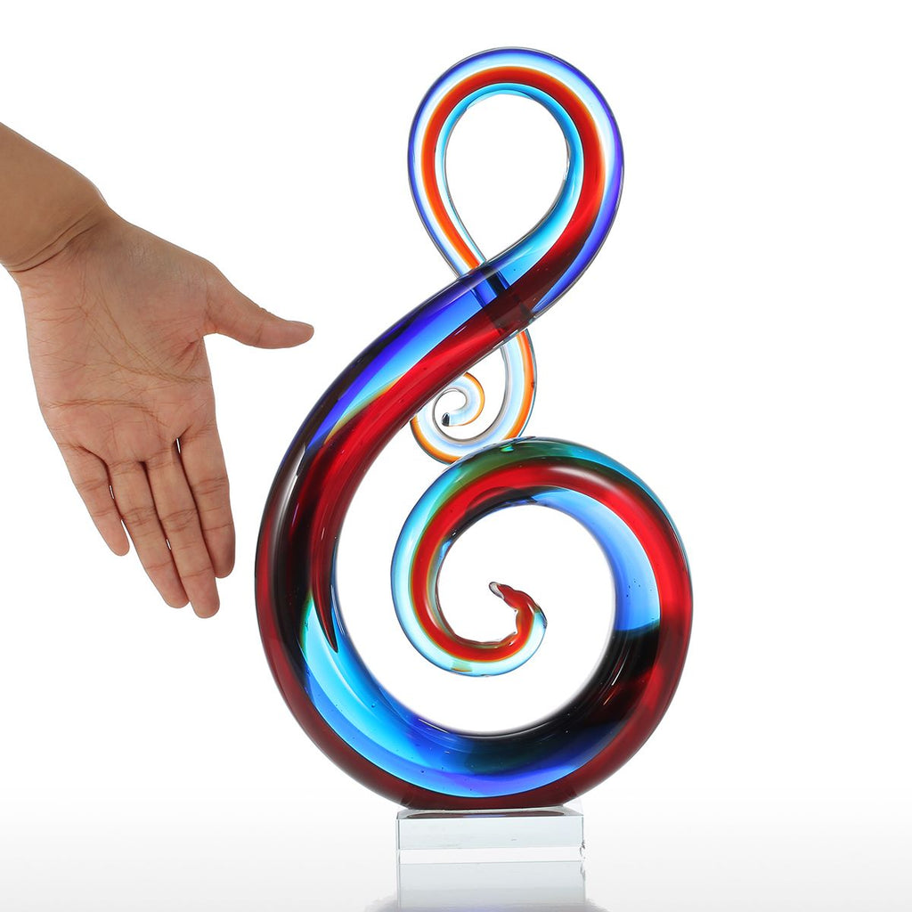 Art Glass Sculpture and Glass Sculpture with Music Note Symbol and Music Notes For Music Gifts and Gifts for Music Lovers