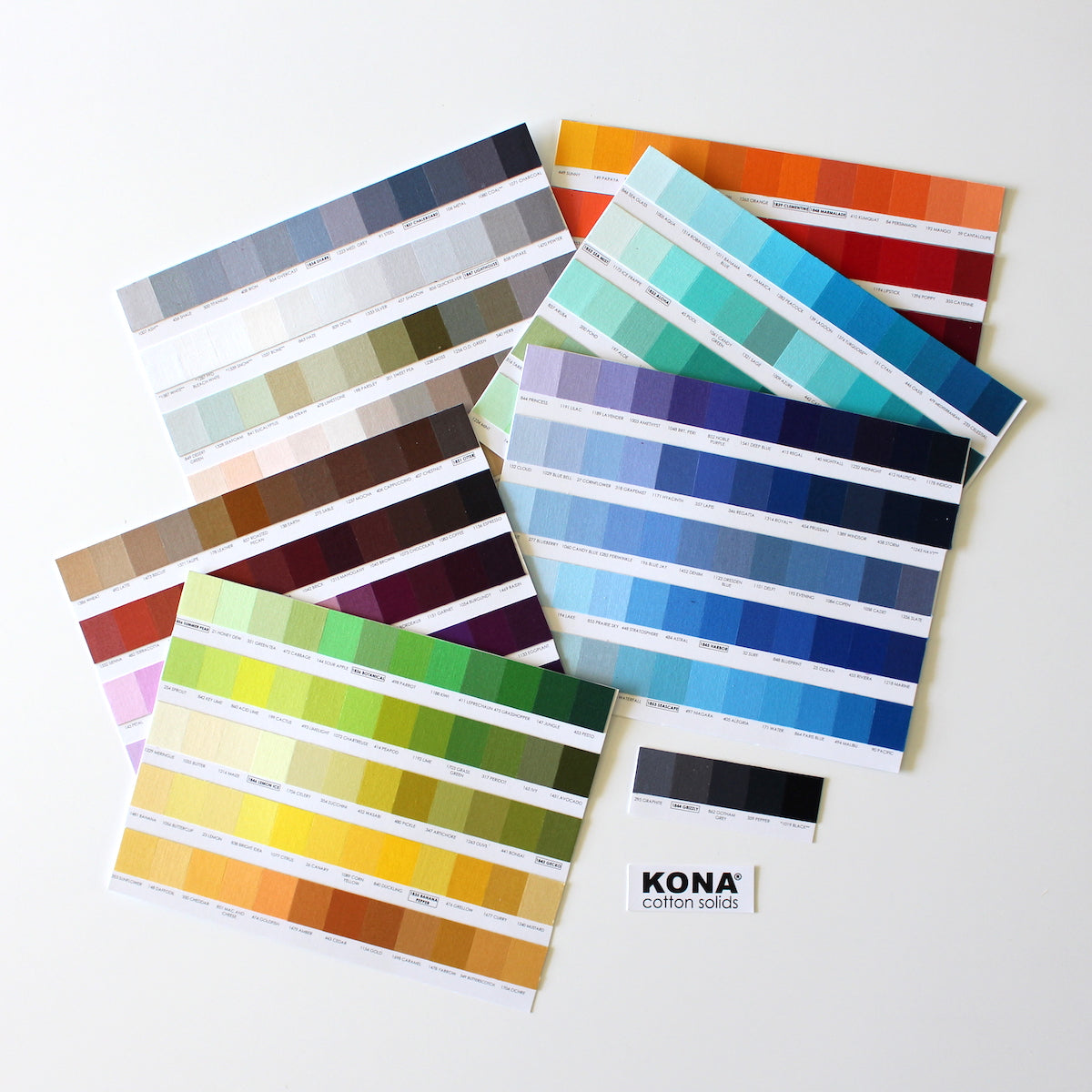 Kona Cotton color card cut up