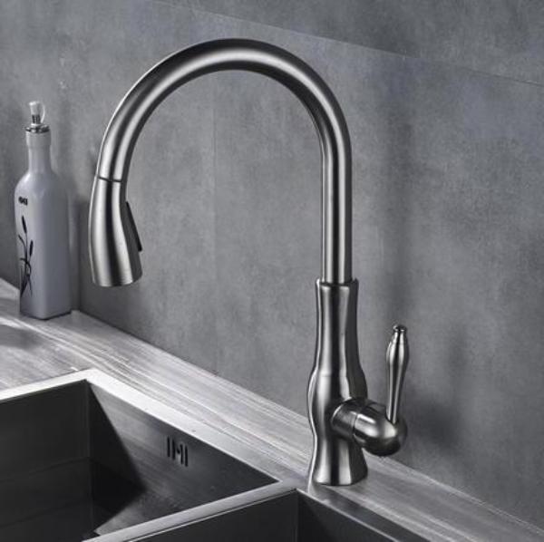Contemporary Stainless Steel Pull Down Kitchen Faucet Home