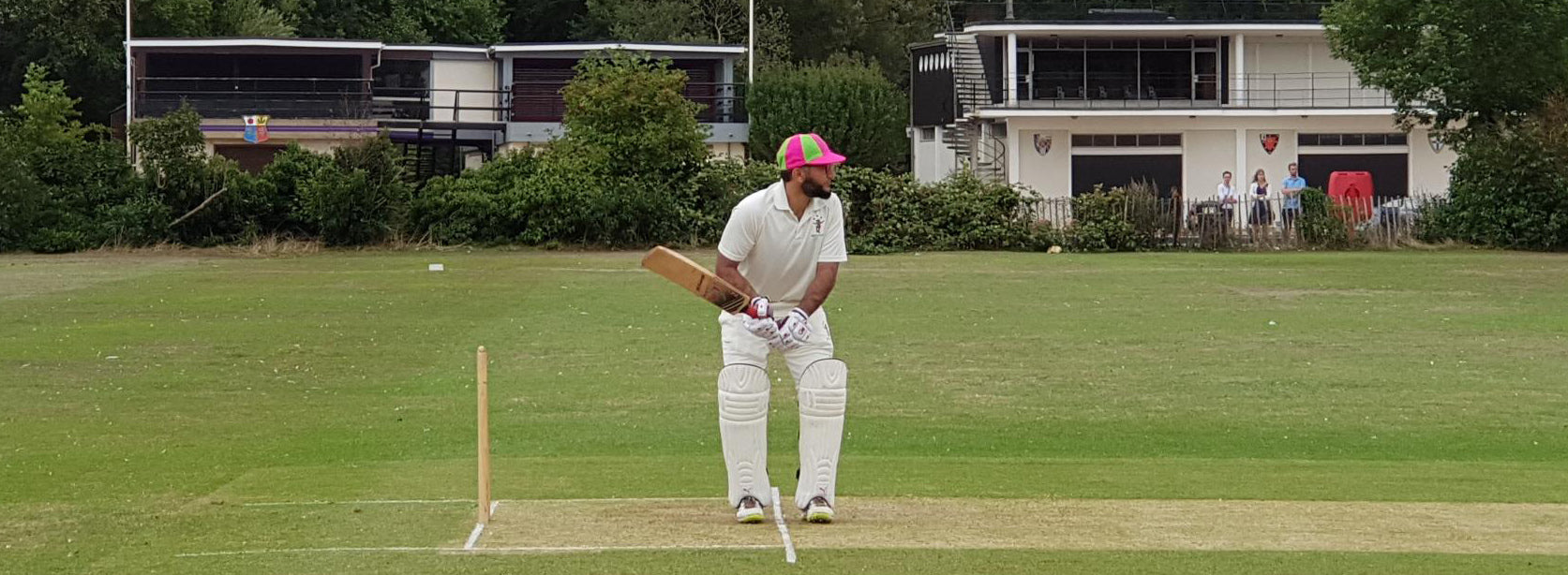 Ali Baloch Ready And Steady At The Crease To Face His First Ball Against Nevil Holt CC