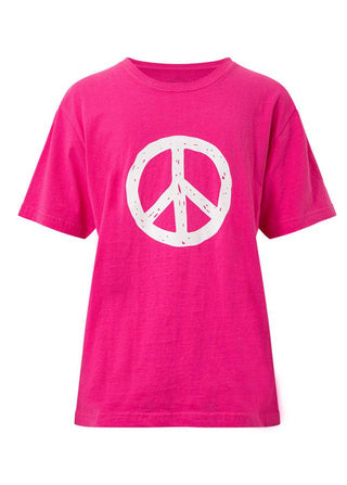 Girls Hot Pink  Peace T-shirt