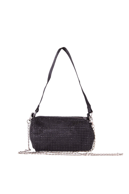 Black Sparkle Bag With Zip