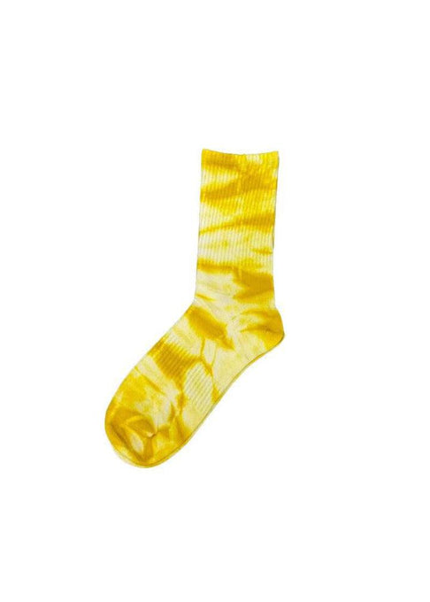 Yellow Tie Dye Socks Crew Socks