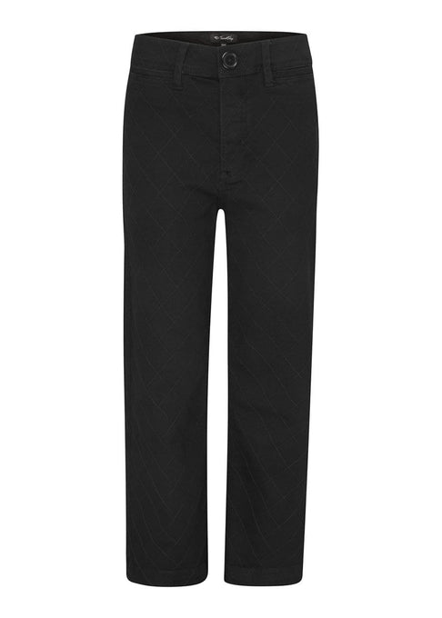 Girls Black Wide Leg Jeans With Quilted Stitching-Sislyn stewart