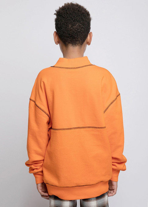 Neon Stitch Orange Fleece Sweatshirt-Sislyn stewart