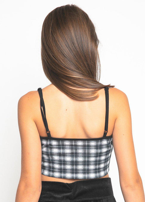 Girls Black & White Checkered Vest Top-Sislyn stewart