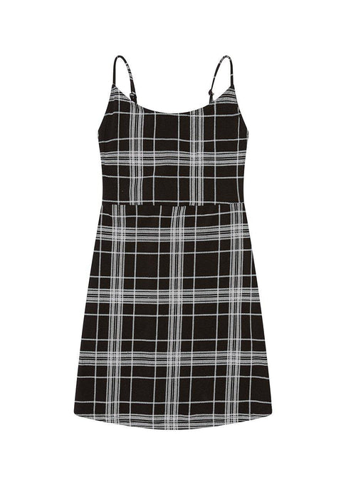 Girls Black and White Plaid Jersey Dress-Sislyn stewart