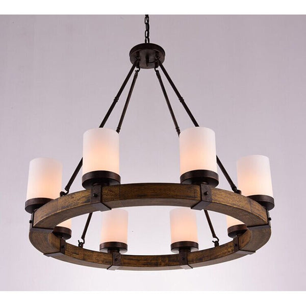 round wood chandelier