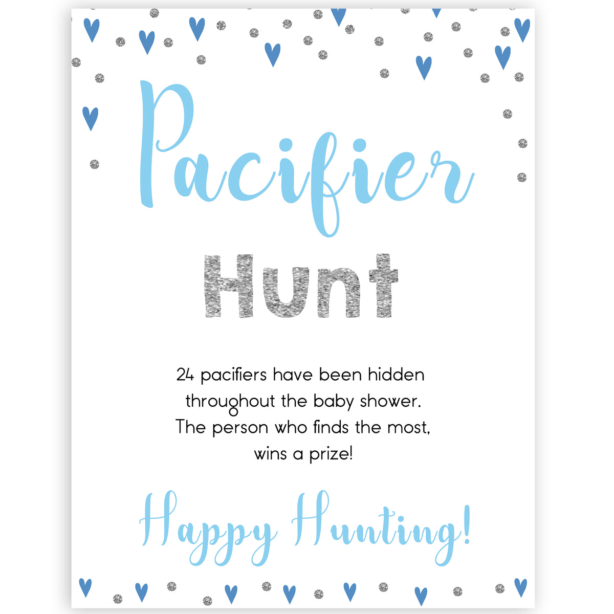Pacifier Hunt - Small Blue Hearts Printable Baby Games – OhHappyPrintables
