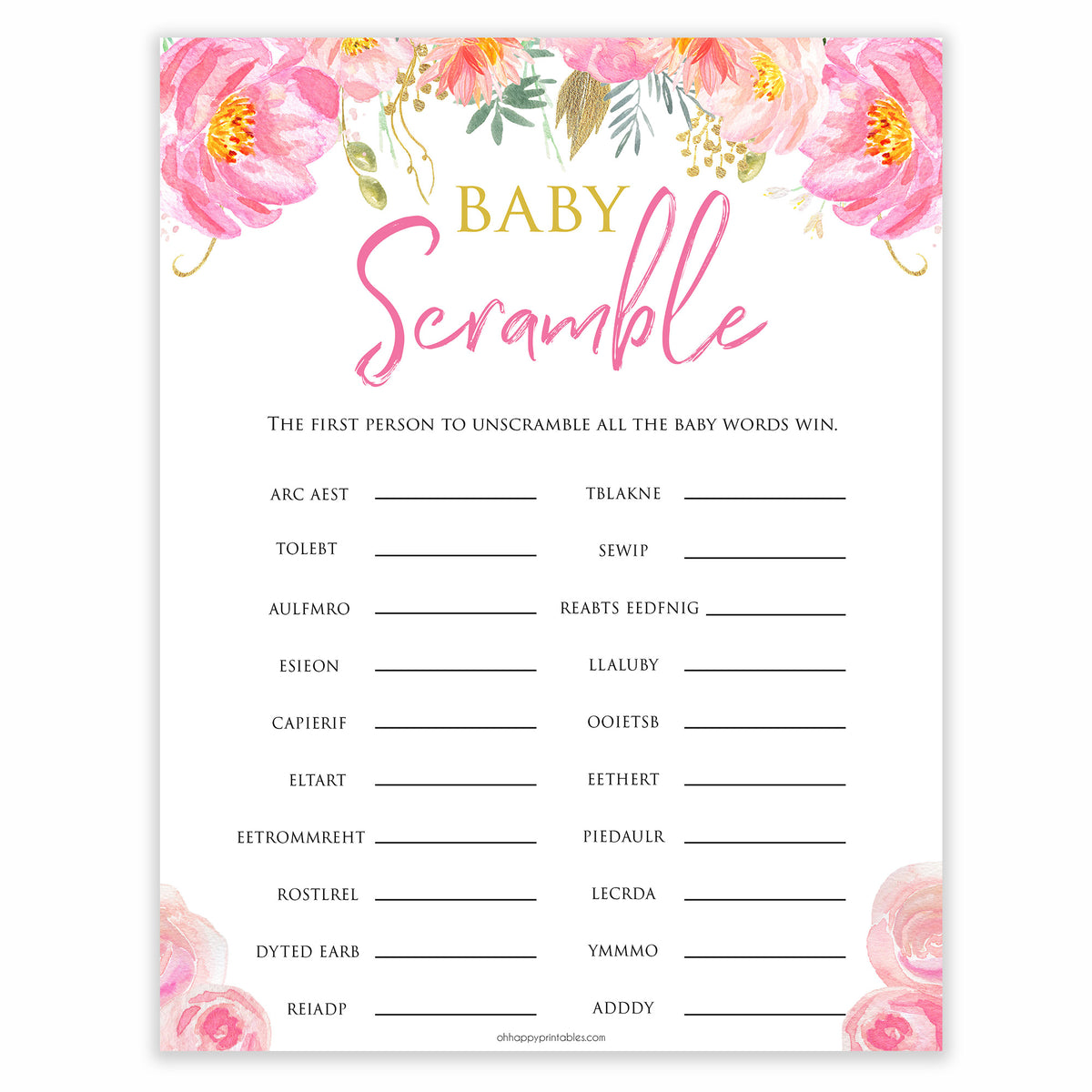 baby-shower-word-scramble-pink-blush-floral-baby-shower-games