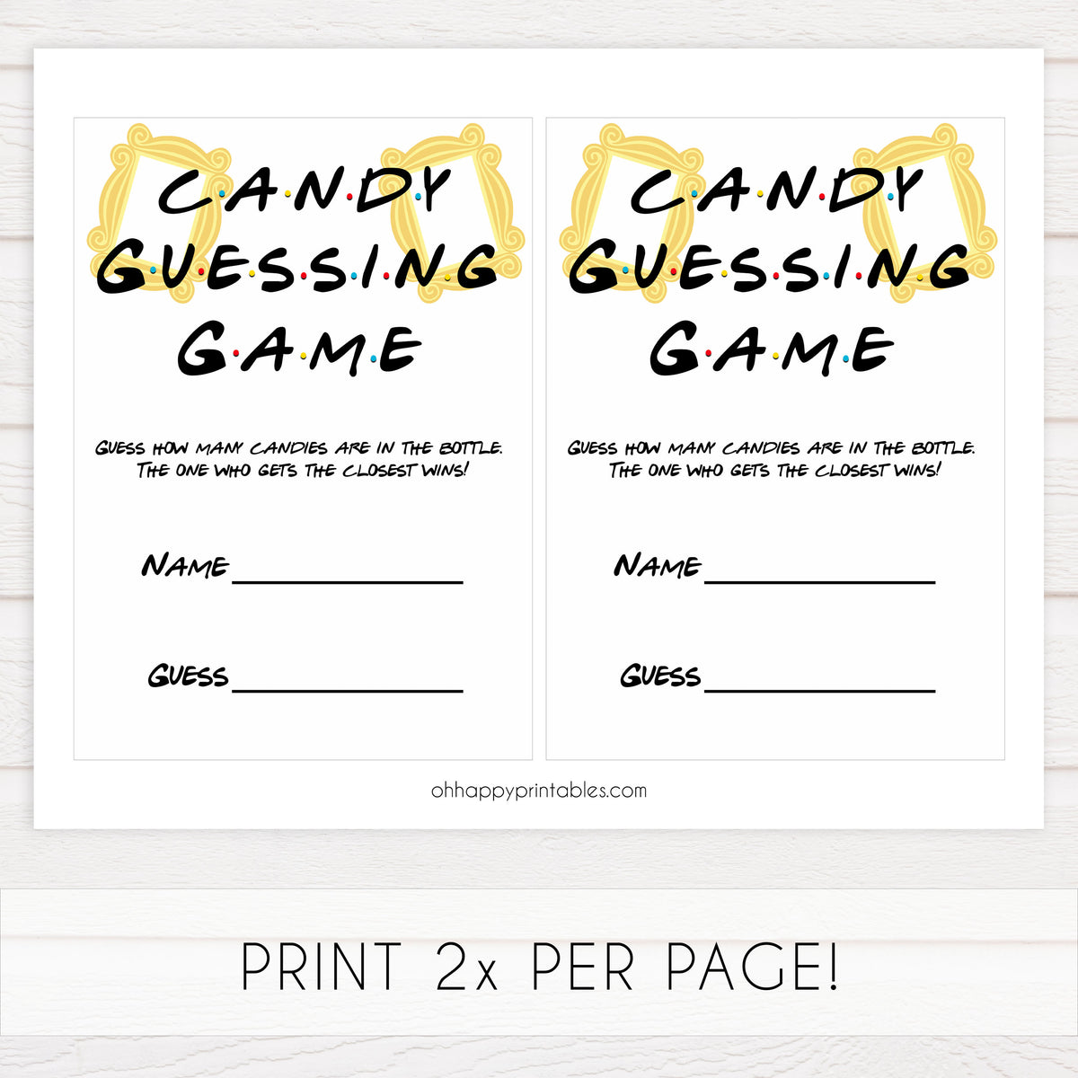 Free Printable Candy Guessing Game Sheet