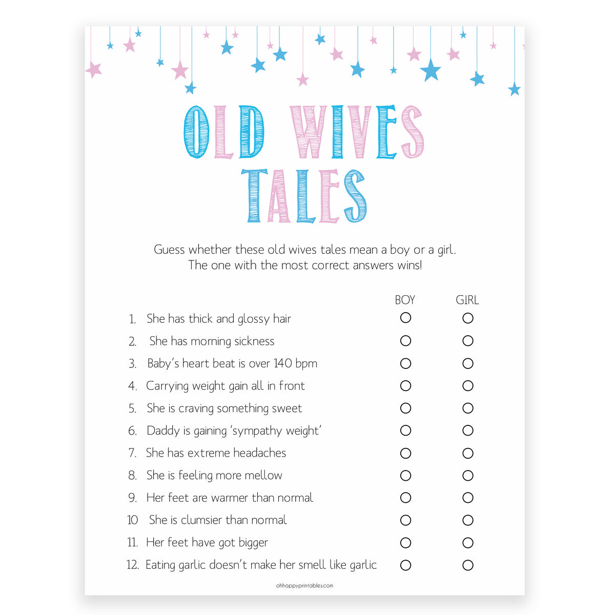 Old Wives Tales Gender Printable Printable Word Searches