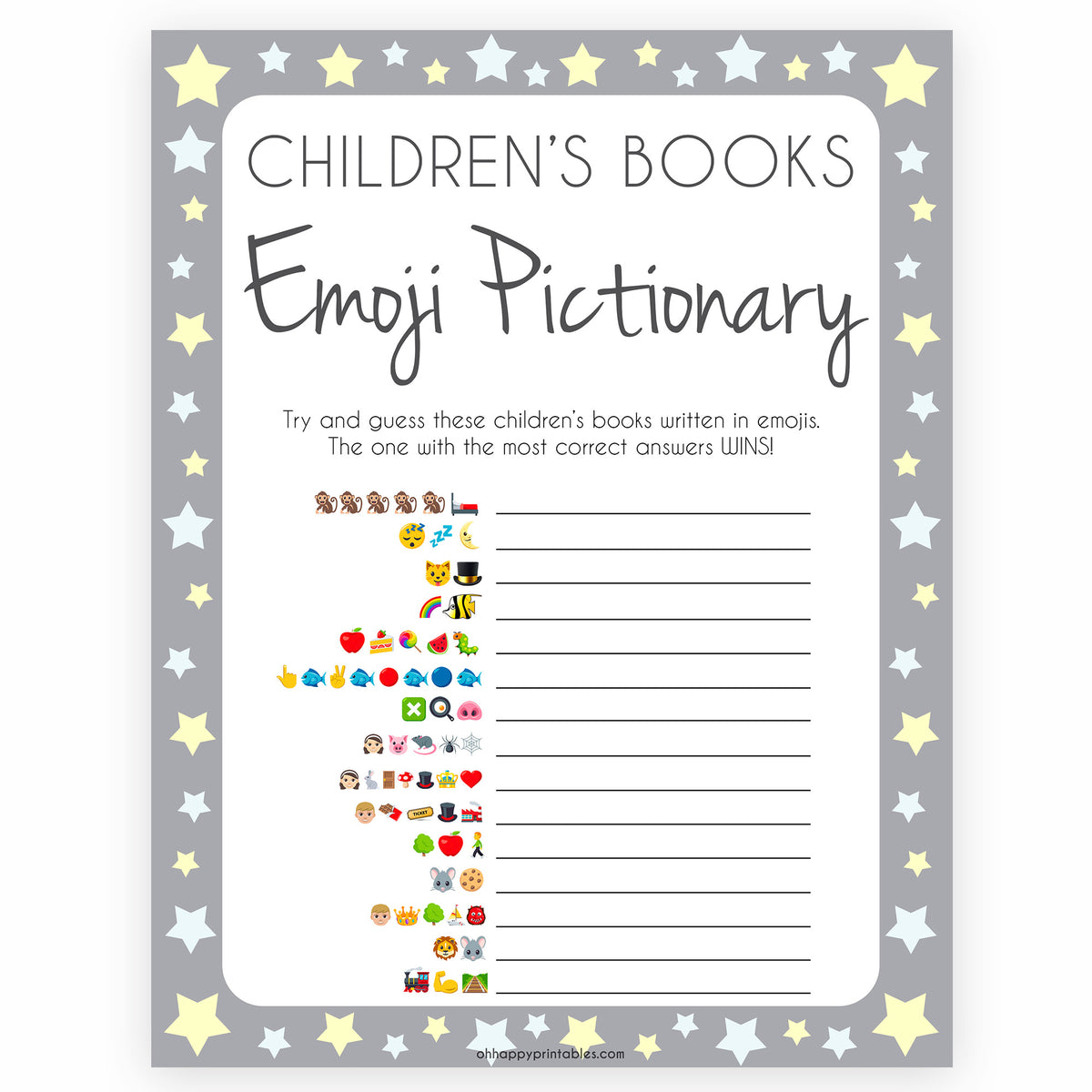 Childrens Book Emoji Pictionary Printable Free