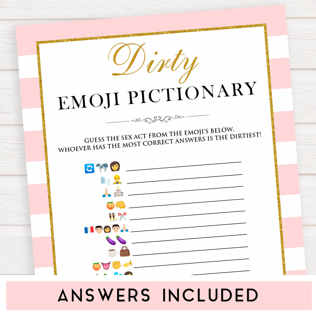 dirty emoji pictionary answer key