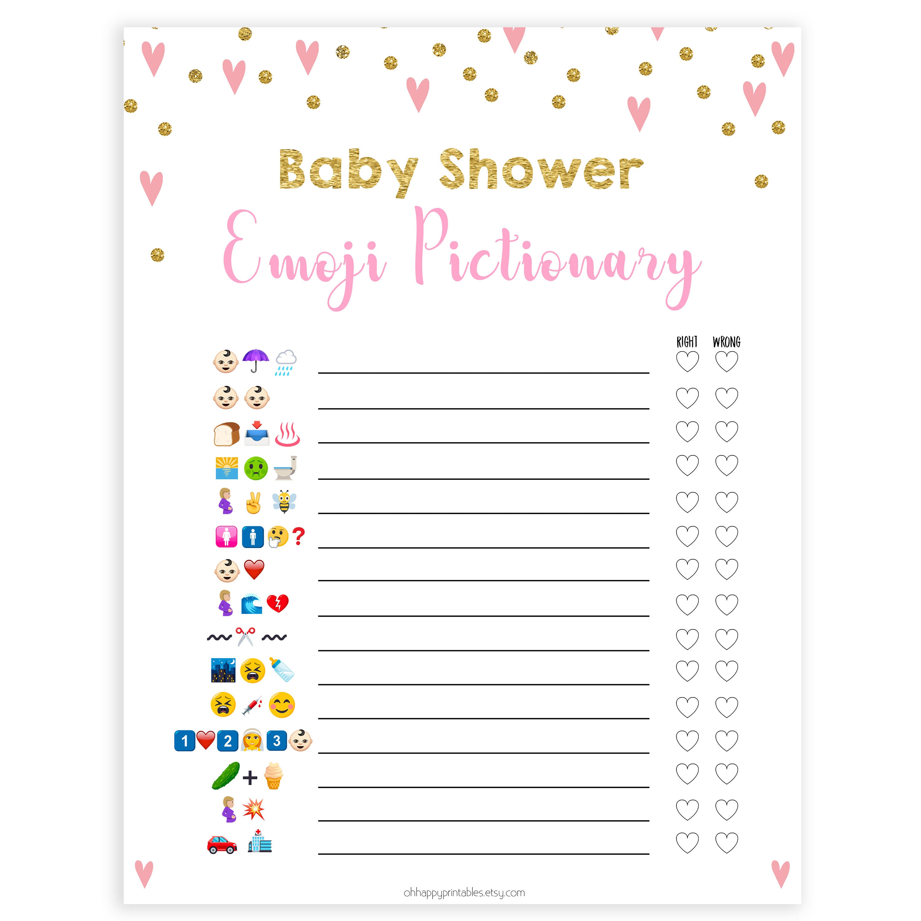Free Printable Emoji Pictionary Baby Shower