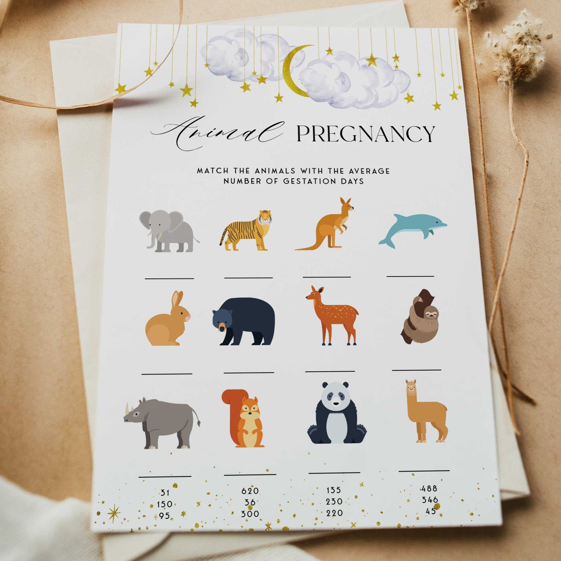 Animal Pregnancy Baby Shower Game | Little Star Baby Shower Games | –  OhHappyPrintables