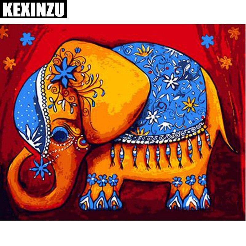 5D Diamond Painting Decorated Elephant with a Howdah on his back Kit