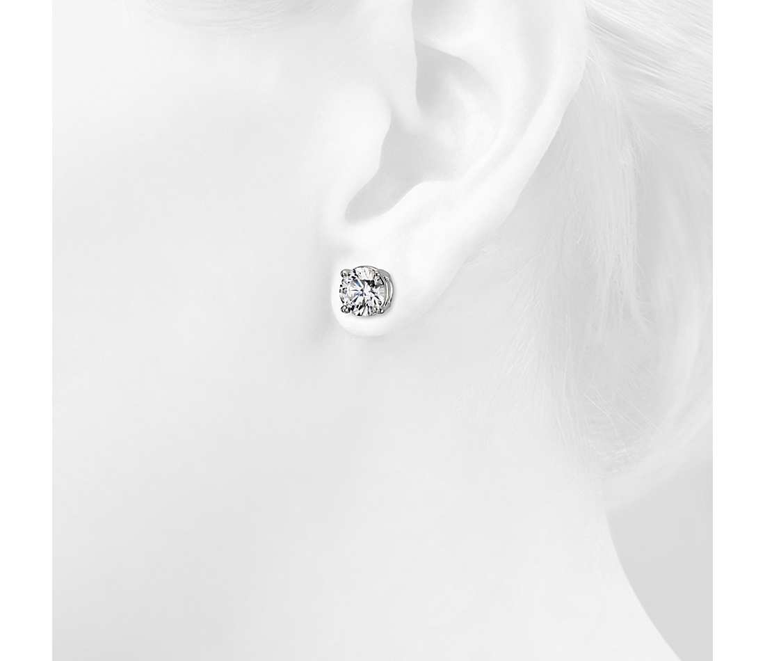 Diamond Stud Earrings - Round 14k White Gold (.25ct - 4ct tw)