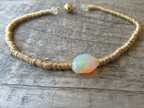 14k Gold Ethiopian Opal Bracelet