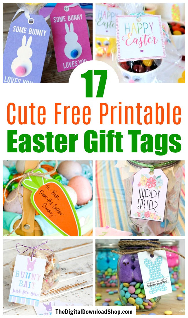 17 Free Printable Easter Gift Tags- These adorable free printable Easter gift tags would be perfect on Easter party favors or Easter baskets! | Easter tags for kids, Easter basket hang tags, #Easter #freePrintables #giftTag #favorTag #DigitalDownloadShop
