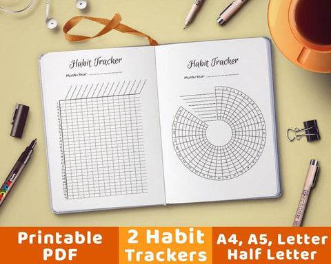 2 Bullet Journal Habit Trackers Printables