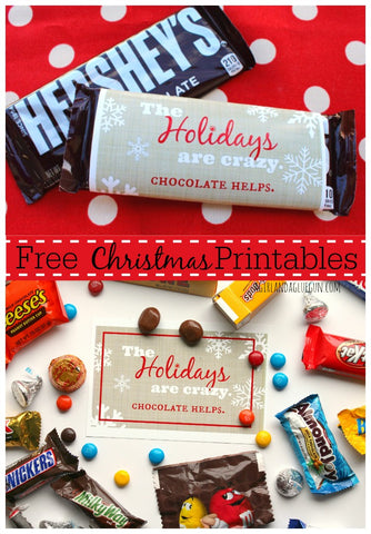 Christmas Chocolate Gift Free Printable- If you're looking for last minute Christmas decor, greeting cards, or gift tags, don't bother with the stores or online shopping. Instead, check out these 25 free Christmas printables! | Christmas wall art printables, printable gift tags, holiday printables, kids activities, #freePrintables #Christmas #DigitalDownloadShop