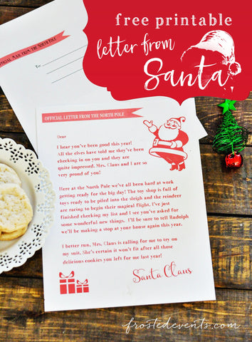 Free Printable Letter from Santa- If you're looking for last minute Christmas decor, greeting cards, or gift tags, don't bother with the stores or online shopping. Instead, check out these 25 free Christmas printables! | Christmas wall art printables, printable gift tags, holiday printables, kids activities, #freePrintables #Christmas #DigitalDownloadShop
