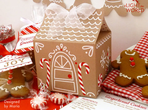 Printable Gingerbread House- If you're looking for last minute Christmas decor, greeting cards, or gift tags, don't bother with the stores or online shopping. Instead, check out these 25 free Christmas printables! | Christmas wall art printables, printable gift tags, holiday printables, kids activities, #freePrintables #Christmas #DigitalDownloadShop