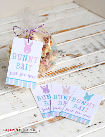 Bunny Bait Free Printable Easter Tags- These adorable free printable Easter gift tags would be perfect on Easter party favors or Easter baskets! | Easter tags for kids, Easter basket hang tags, #Easter #printable #giftTag #favorTag #DigitalDownloadShop