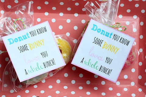 Donut Easter Gift Tags Free Printables- These adorable free printable Easter gift tags would be perfect on Easter party favors or Easter baskets! | Easter tags for kids, Easter basket hang tags, #Easter #printable, doughnut tags, #giftTag #favorTag #DigitalDownloadShop