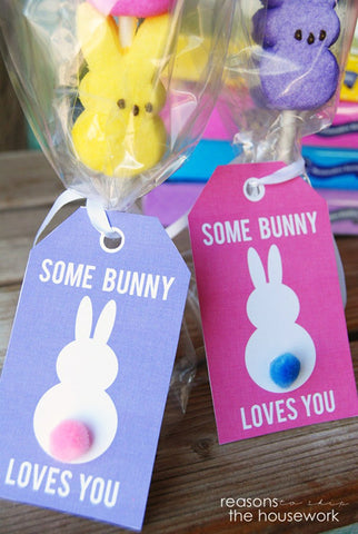 Some Bunny Loves You Printable Easter Tags- These adorable free printable Easter gift tags would be perfect on Easter party favors or Easter baskets! | Easter tags for kids, Easter basket hang tags, #Easter #printable #giftTag #favorTag #DigitalDownloadShop