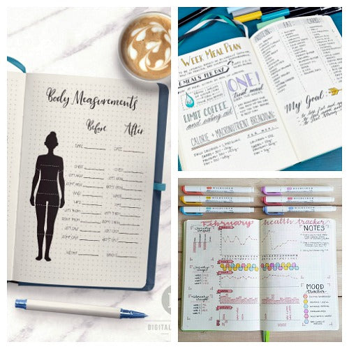 15 Health and Fitness Bullet Journal Pages for Weight Loss- If you want to lose weight or just get healthy, your bullet journal can help! | lose weight, planner printables, bullet journal page ideas, bullet journal spread inspiration, #bulletJournal #fitness #DigitalDownloadShop
