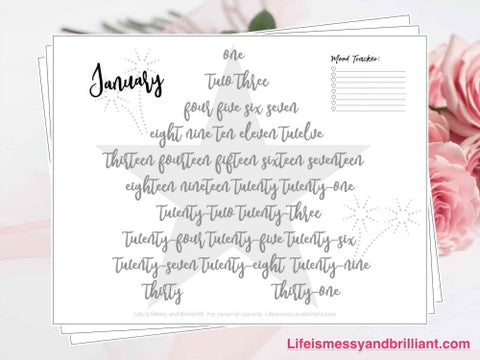 Bullet Journal Hand Lettering Mood Tracker- If you want to lose weight or just get healthy, your bullet journal can help! | lose weight, planner printables, bullet journal page ideas, bullet journal spread inspiration, #bulletJournal #fitness #DigitalDownloadShop
